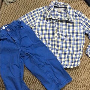 Plaid button down with matching pants